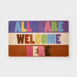 Pride 1'6"x2'6" 'All Are Welcome Here' Rectangle Outdoor Door Mat - 1 of 3