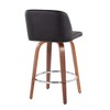 26" 360° Swivel Counter Stools with Wood Legs, Padded Upholstered Seat, and Round Footrest (Set of 2) - 4 of 4