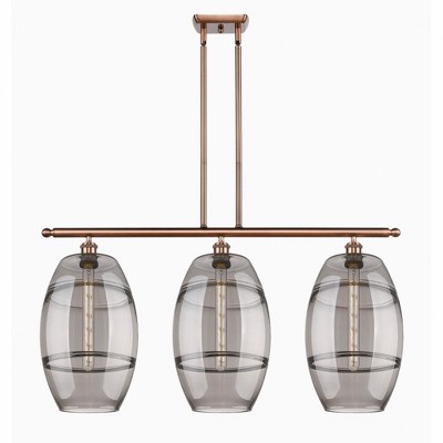 Vaz - 3 Light Stem Hung Island In Industrial Style-19 Inches Tall and 36.5 Inches Wide