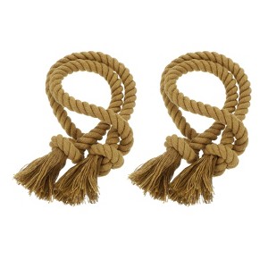 Unique Bargains Hand-Woven Decorative Tassel Rope Curtain Tiebacks 30" - 1 of 4