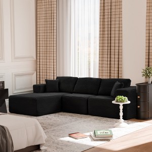 MAYEERTY 104 in Plush Fleece Convertible Sofa, Compressed Zero-Assembly Modular Beige Living Room Sofa - 1 of 4