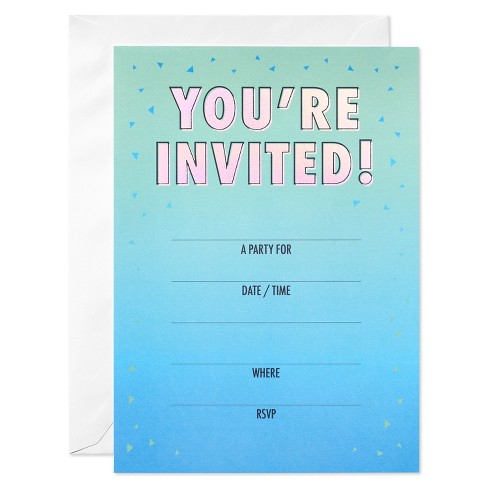 10ct 'you're Invited' Invitation Cards Blue: American Greetings Party ...