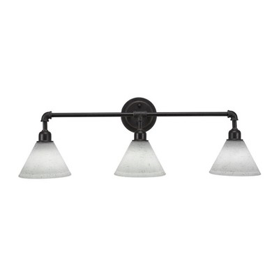 Toltec Lighting Vintage 3 - Light Vanity in  Dark Granite with 7" White Muslin Shade