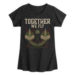 Girls' - How to Train Your Dragon - Together We Fly Fitted Short Sleeve Graphic T-Shirt - 1 of 4