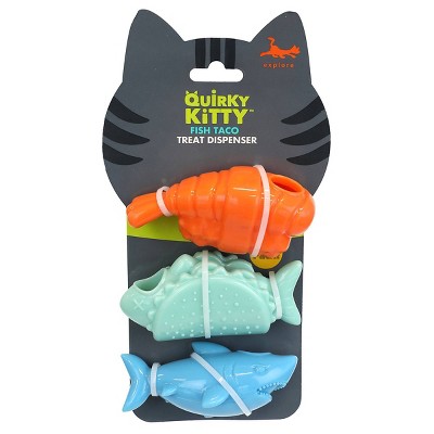 Quirky Kitty Treat Dispenser Fish Taco Cat Toy - 3pk