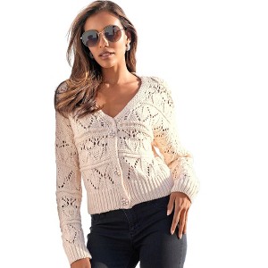 Women's Pearl Button Cardigan - LASCANA - 1 of 4