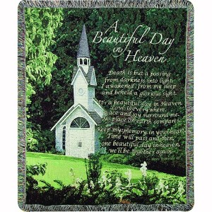 Manual Woodworkers and Weavers A Beautiful Day in Heaven Tapestry Throw Blanket 50"x60", Cotton, Inspirational Memorial Poem Decor - 1 of 3