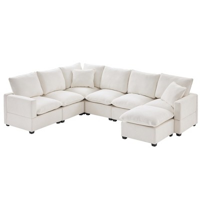 NicBex Modern 110" Chenille Sectional Sofa Modular U Shape Sofa Couch with 2 Pillows for Living Room Apartment