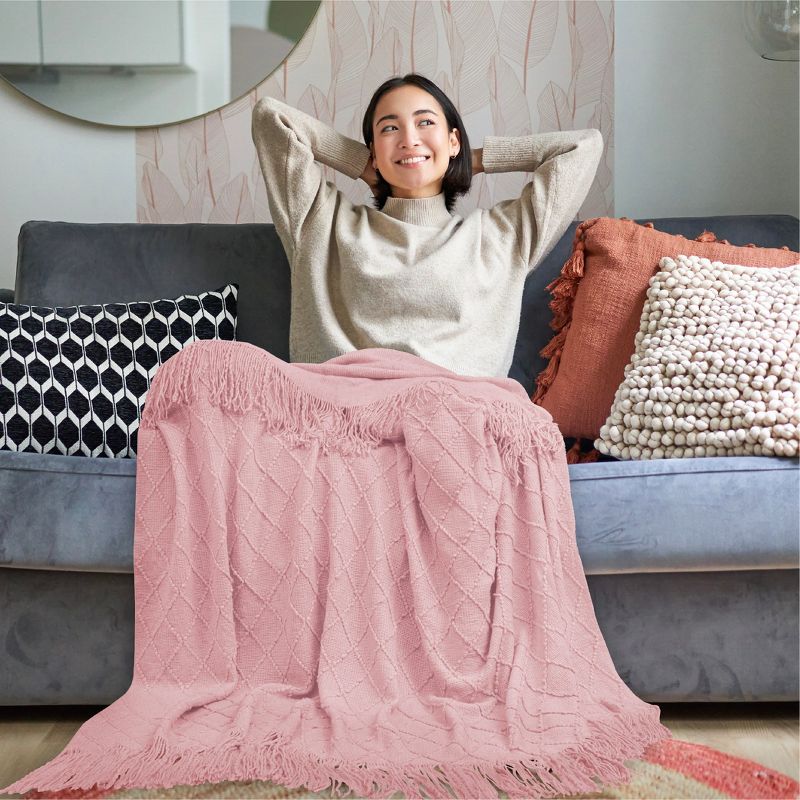 PAVILIA Knit Textured Soft Throw Blanket for Sofa, Living Room Decor, and Bed, 3 of 8