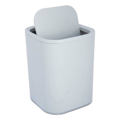 Acrylic Square with Rounded Edges Bathroom Waste Basket Gray - Bath Bliss