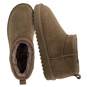 CUSHIONAIRE Hip 2 Genuine Suede Ankle Boots for Women, Cozy Faux Shearling Lining Pull On Winter Womens Boots - 1 of 4