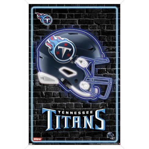 Trends International NFL Tennessee Titans - Neon Helmet 23 Framed Wall  Poster Prints White Framed Version 22.375' x 34'