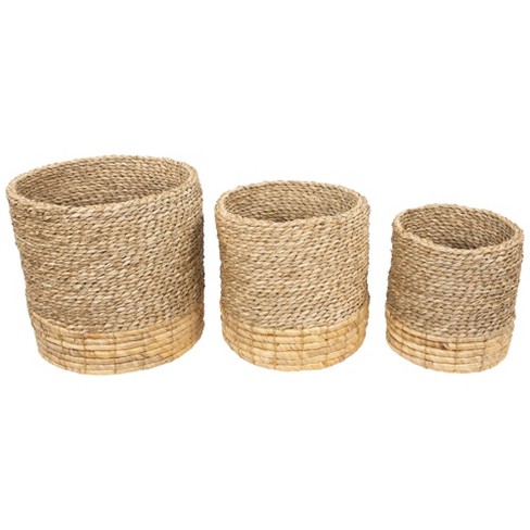 Okuna Outpost Woven Baskets for Storage, Round Basket (2 Sizes, 2 Pack)