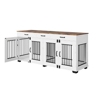 Dog Crate Furniture, Double Dog Crate 71-Inch - 3 Drawers Removable Divider Heavy-Duty MDF Steel Frame for 2 Large Dogs Indoor - 1 of 4