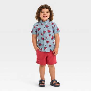 Toddler Boys' Short Sleeve Watermelon Slub Poplin and Broad Cloth Set - Cat & Jack™ Blue