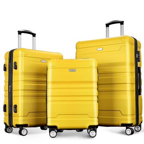 3 Pcs Luggage Set, Abs Hardshell Expanable Spinner Suitcase With Tsa Lock  (20/24/28), Yellow-modernluxe : Target