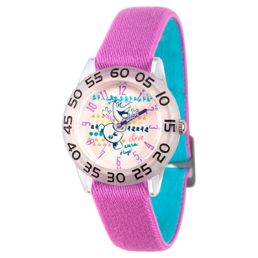 UPC 839628008576 product image for Girls' Disney Frozen Olaf Clear Plastic Time Teacher Watch - Purple | upcitemdb.com