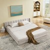 King Chenille Upholstered Platform Bed Frame with Headboard & Sturdy Wood Slats Support, Modern Low Profile Design-3irtyhousy - 3 of 4