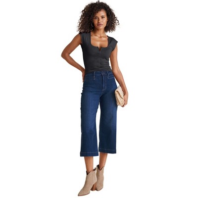 VENUS Womens Ruched Cap Sleeve Top