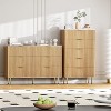 Modern Fluted 5/6/7 Drawer Dresser, Large Natural Wood Chest of Drawers with Gold Handles, Bedroom Storage Organizer, Stylish Dresser - 3 of 4