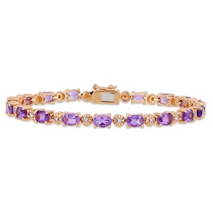 EVERLY JEWELRY | Rose Plated Sterling Silver 0.02 CT TW Diamond And 7 1/5 CT TGW Amethyst Bracelet, 7.25-inch - 1 of 4