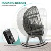 Rocking Egg Chair Wicker Patio Chair Resilient Egg Lounger Chair with Cushioned - 2 of 4