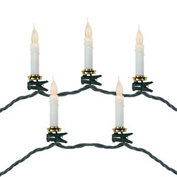 Northlight 10ct Flickering LED Clip On Candle Christmas Lights, 7' Green Wire