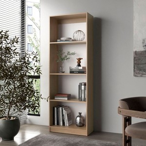 Okak 4/5 Tier Tall Flat Bookshelf Corner Organizer,Wooden Display Bookcase Open Storage Rack for Office,Living Room - 1 of 4