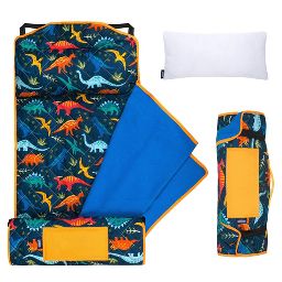 Wildkin Quilted Kids Nap Mat – Soft Microfiber with Pillow & Elastic Straps for School & Travel