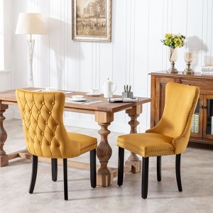 NicBex Modern Velvet Tufted Dining Chairs Set of 2 with Backstitching Nailhead Trim,Wing-Back Upholstered Kitchen Chairs,Living Room Chairs - 1 of 4