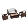 Sonkuki 4 Pieces Patio Conversation Set, Loveseat Sofa with Coffee Table, All-Weather PE Rattan Wicker Sofa - 2 of 4