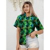 HAPPY BAY Women's Button Down Blouses Dressy Summer Blouses Party Hawaiian Short Sleeve Shirts Coverup Vacation Button Up Bohemian Shirts - 3 of 4