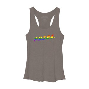 Adult Design By Humans Rainbow Colored Pride Letters By EsskayDesigns Racerback Tank Top - 1 of 2
