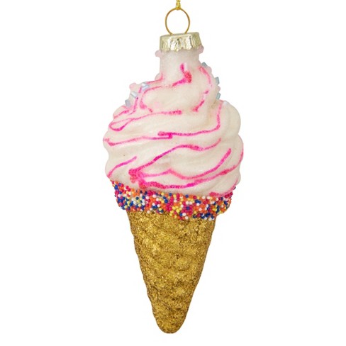 The Ice Cream Cone With Sprinkles Glass Ornament Christmas 