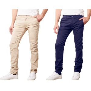 Galaxy By Harvic Men's Cotton Chino  Slim Fit Casual Stretch Pants-2 Pack - 1 of 2