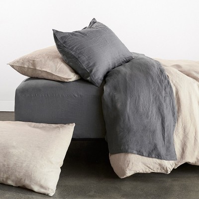 Slate Gray French Linen Standard Pillowcase Set