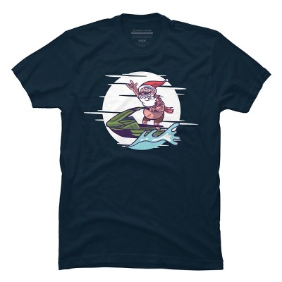 Men's Design By Humans Christmas Cartoon Santa Riding A Jet Ski By rasok T-Shirt