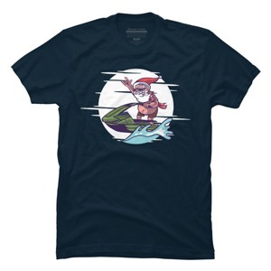 Men's Design By Humans Christmas Cartoon Santa Riding A Jet Ski By rasok T-Shirt - 1 of 4