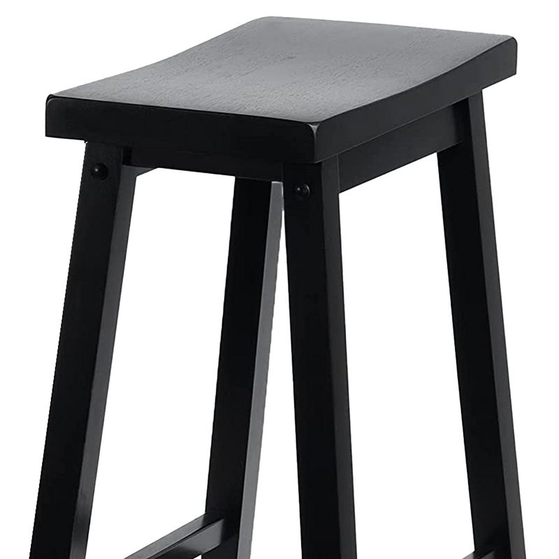 PJ Wood Classic Saddle-Seat 29" Tall Kitchen Counter Stools for Homes, Dining Spaces, and Bars with Backless Seats and 4 Square Legs, Black (10 Pack), 5 of 7