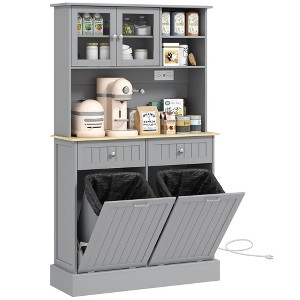 Aghana Digitals Gray Kitchen Pantry Cabinet with Charging Station, 2 Tilt-Out Cabinets, Adjustable - 1 of 4