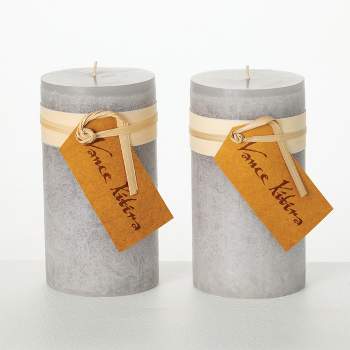 Sullivans Vance Kitira Set of 2 Pillar Candles, Clean-Burning, Environmental-Friendly, Scentless, Real-Wax Candles, Home Décor, Hosting Décor