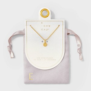 14K Gold Plated Round Initial Pendant Necklace - A New Day™ - 1 of 4