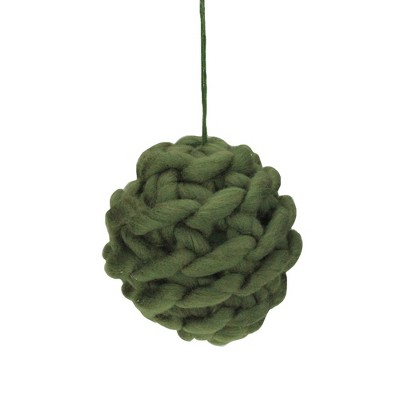 Allstate Floral Olive Green Knitted Hanging Christmas Ball Ornament 5" (125mm)