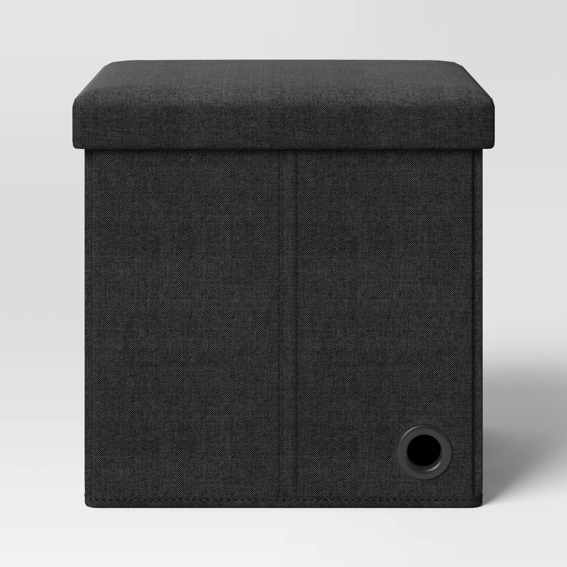 Collapsible Dorm Single Storage Ottoman Black - Room Essentials™: Upholstered, Textured Fabric, Wood Frame, Storage Lid