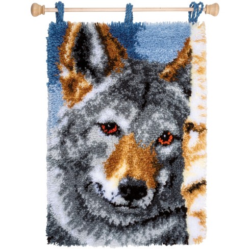 Wolf and Moon Large Latch Hook rugs Kits for Adults Carpet