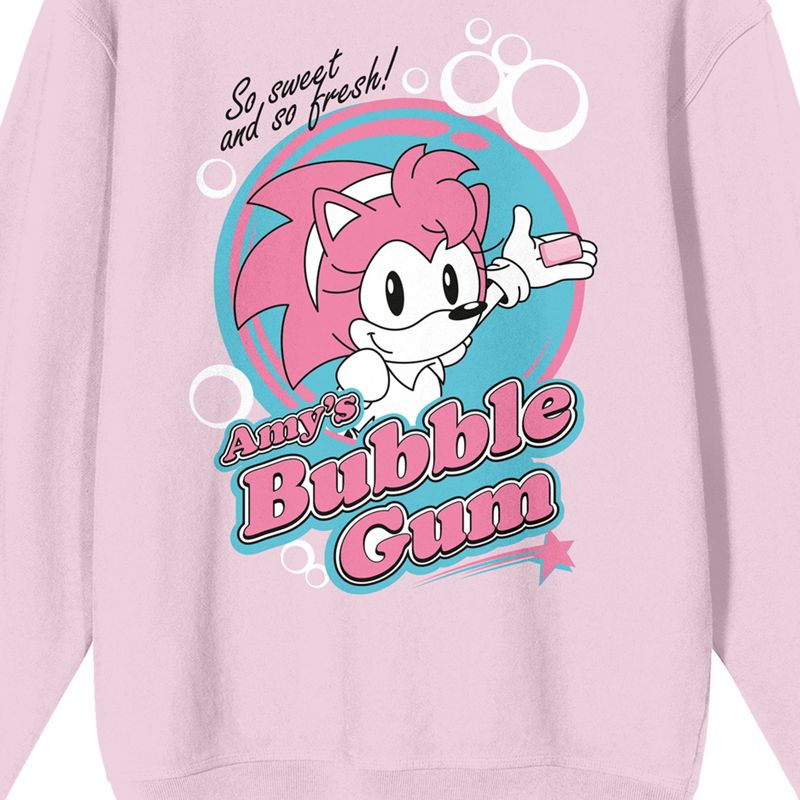 Sonic The Hedgehog Amy's Bubblegum Logo Crew Neck Long Sleeve Cradle Pink Women's Sweatshirt, 2 of 3