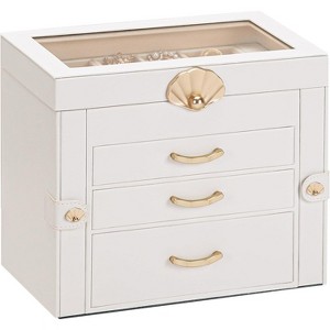 3-Drawer Jewelry Box Organizer for Earrings & Necklaces, White Jewelry Storage Case, Gift for Women & Girls - 1 of 4