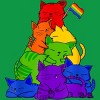 Adult Design By Humans Cat Pile Rainbow Pride Flag By ACEGlobal T-Shirt - 2 of 2