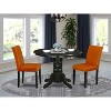 Coastal Dining Set 3Pc Round Table & 2 Chairs - 42" Table - PU Leather - Black Legs - HomeStock - 2 of 4