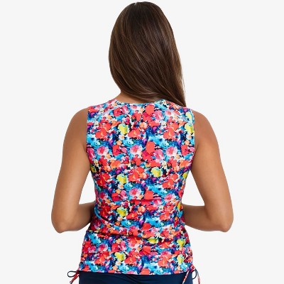 Calypsa Women's Plus Size Closed Back UPF 50+ Tankini Maya Swim Top